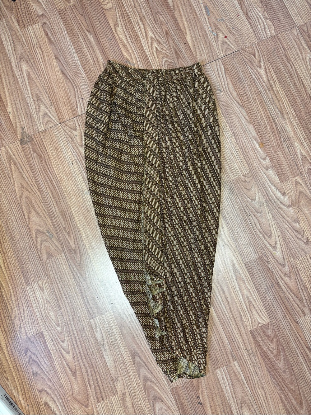 Vintage Brown Patterned Midi Skirt